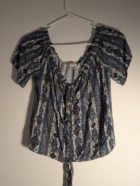 Mason & Belle Blue Boho Peasant Blouse Size M